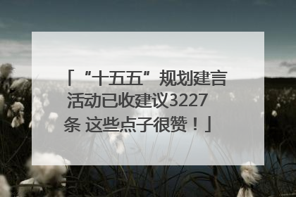“十五五”规划建言活动已收建议3227条 这些点子很赞！