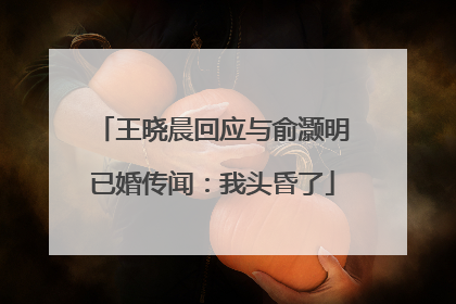 王晓晨回应与俞灏明已婚传闻：我头昏了