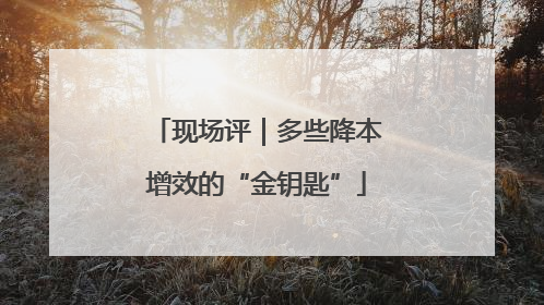 现场评｜多些降本增效的“金钥匙”