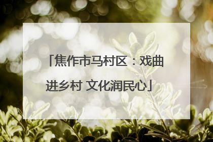 焦作市马村区：戏曲进乡村 文化润民心