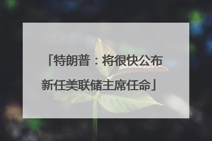 特朗普：将很快公布新任美联储主席任命