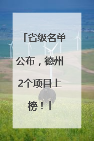 省级名单公布，德州2个项目上榜！