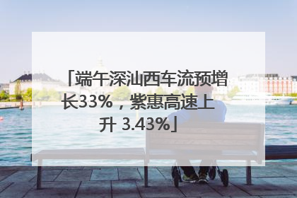 端午深汕西车流预增长33%，紫惠高速上升 3.43%
