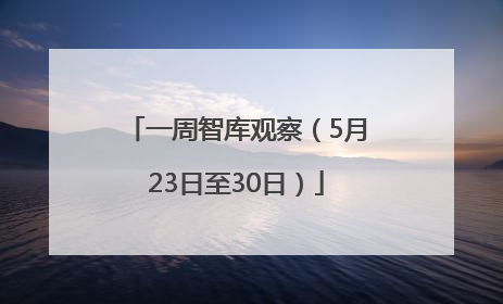 一周智库观察（5月23日至30日）