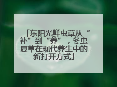 东阳光鲜虫草从“补”到“养”，冬虫夏草在现代养生中的新打开方式