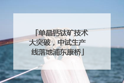 单晶钙钛矿技术大突破，中试生产线落地浦东康桥