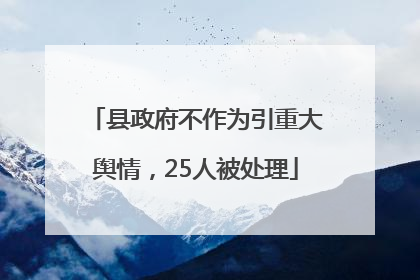 县政府不作为引重大舆情，25人被处理