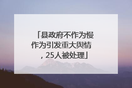 县政府不作为慢作为引发重大舆情，25人被处理