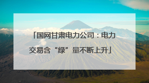 国网甘肃电力公司：电力交易含“绿”量不断上升