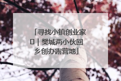 寻找小镇创业家㊳｜樊城两小伙回乡创办露营地