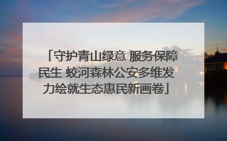 守护青山绿意 服务保障民生 蛟河森林公安多维发力绘就生态惠民新画卷
