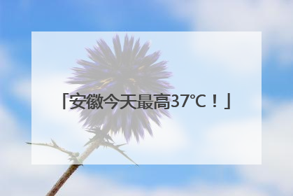 安徽今天最高37℃！