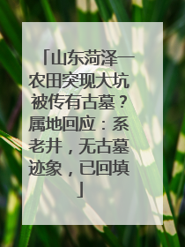 山东菏泽一农田突现大坑被传有古墓？属地回应：系老井，无古墓迹象，已回填