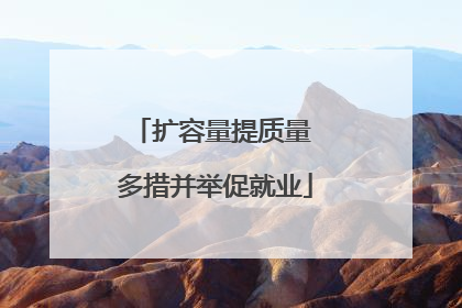 扩容量提质量 多措并举促就业