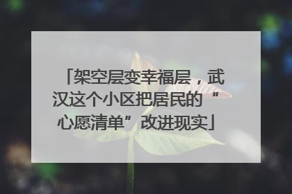 架空层变幸福层，武汉这个小区把居民的“心愿清单”改进现实