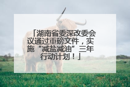 湖南省委深改委会议通过重磅文件，实施“减盐减油”三年行动计划！