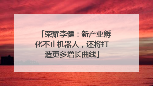 荣耀李健：新产业孵化不止机器人，还将打造更多增长曲线