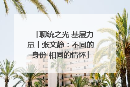 聊统之光 基层力量丨张文静：不同的身份 相同的情怀