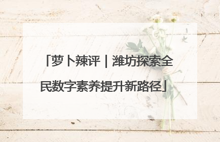 萝卜辣评｜潍坊探索全民数字素养提升新路径