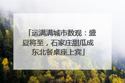 运满满城市数观：盛夏将至，石家庄甜瓜成东北餐桌座上宾