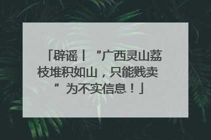 辟谣丨“广西灵山荔枝堆积如山，只能贱卖”为不实信息！