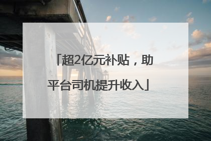 超2亿元补贴，助平台司机提升收入