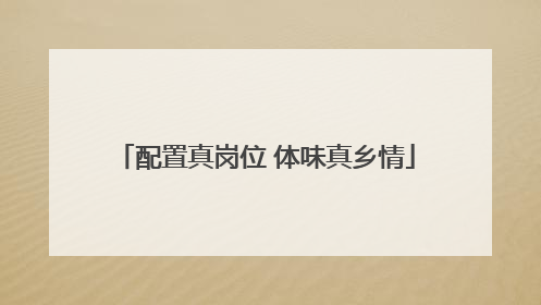 配置真岗位 体味真乡情
