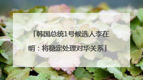 韩国总统1号候选人李在明：将稳定处理对华关系