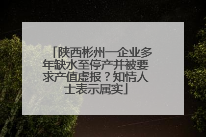 陕西彬州一企业多年缺水至停产并被要求产值虚报？知情人士表示属实