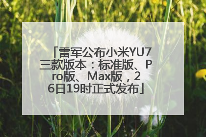 雷军公布小米YU7三款版本：标准版、Pro版、Max版，26日19时正式发布