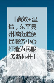 高效+温情，东平县州城街道便民服务中心打造为民服务新标杆
