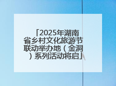 2025年湖南省乡村文化旅游节联动举办地（金洞）系列活动将启